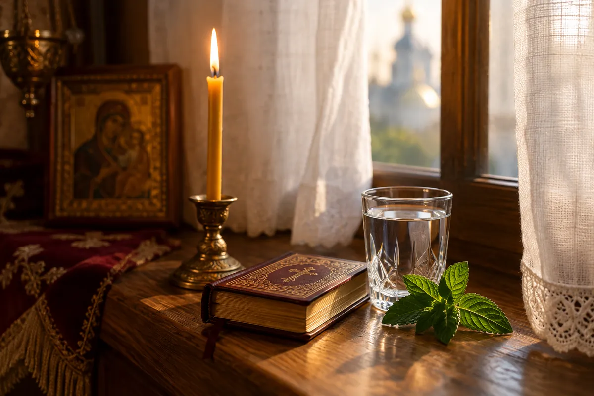 Свеча, молитвослов, стакан воды и мята на подоконнике — молитва Матроне о здоровье и исцелении
